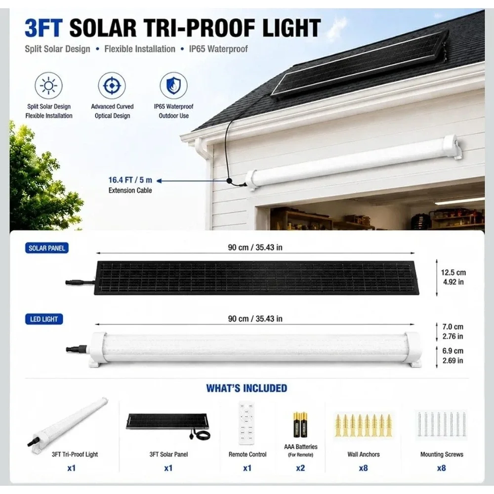 MMKT Solar Powered Shed Light with Motion Sensor & Remote Control,